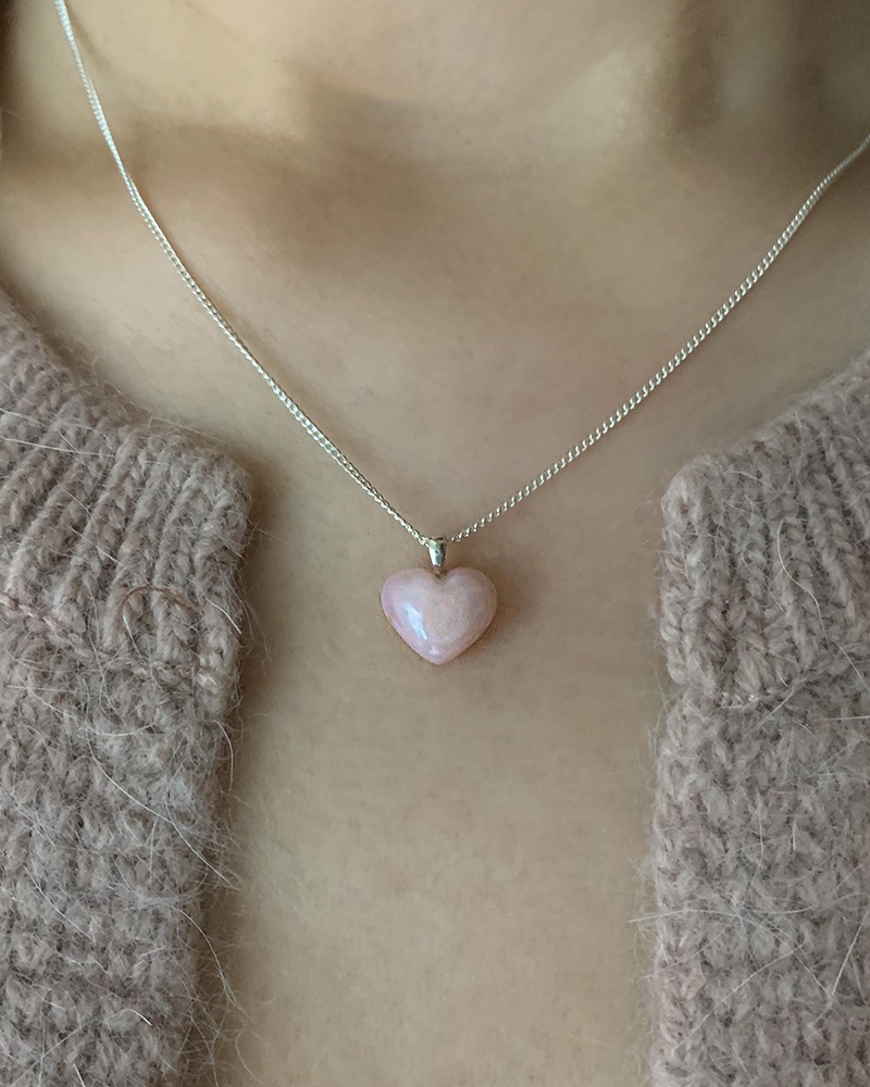 Heart Pink Opal Necklace