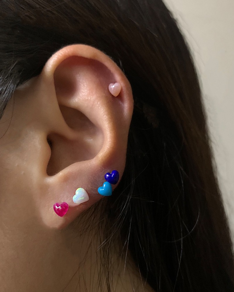 Colorful Stone Heart Piercing (6 colors) (single)